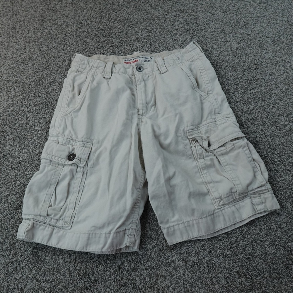 American Eagle Shorts Mens 28 White Beige AE3 Classic Cargo Military Hiking‎ Y2K